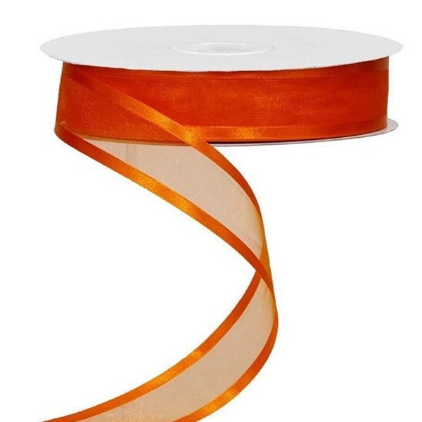 Ships Free Over 35 in US - Satin Edge Sheer Organza Ribbon, 1.5" x 100 Yards (Orange) - RJ401220