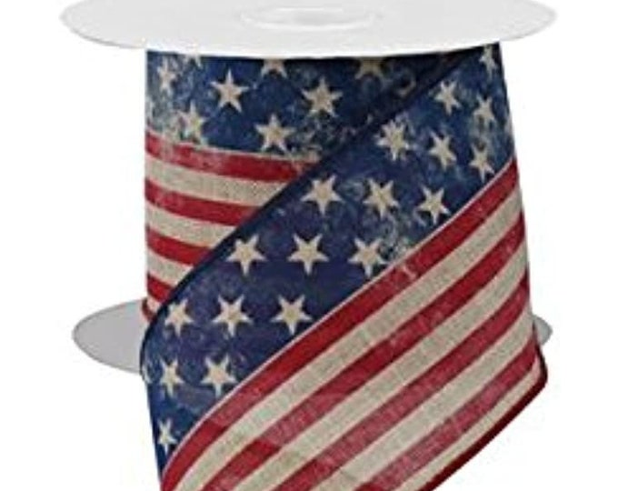 Ships Free Over 35 in US - Patriotic Stars & Stripes Flag Ribbon, 2.5 ...