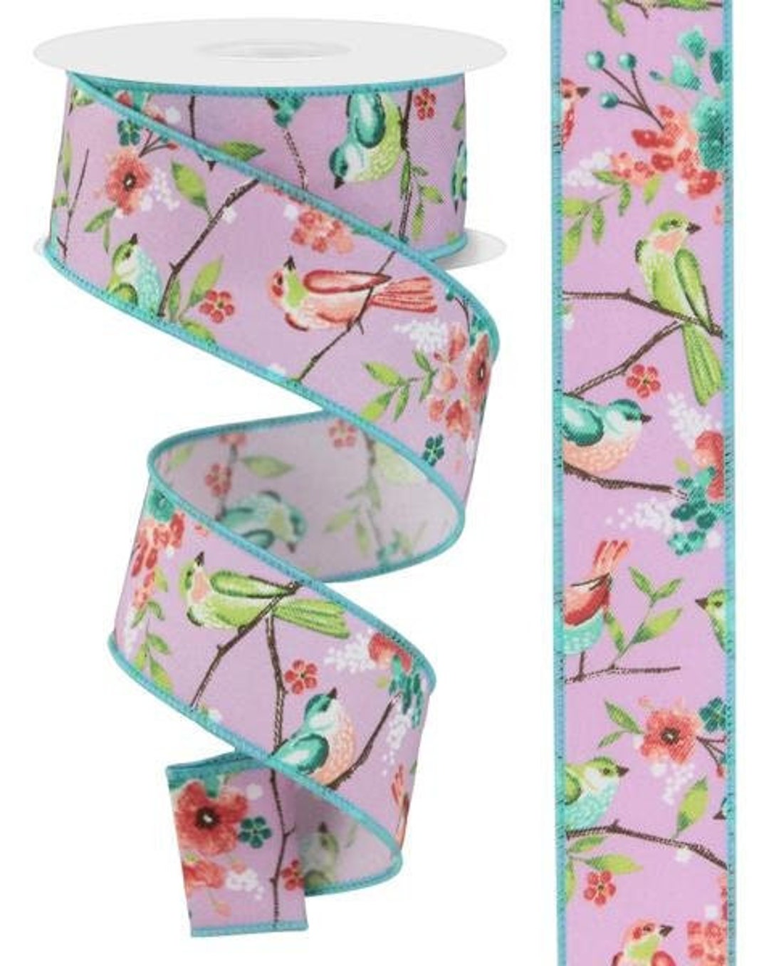 Flying Tiger Ribbon Spring Ships Free Over 35 in US - Spring Birds & Floral Branches Wired Edge ...