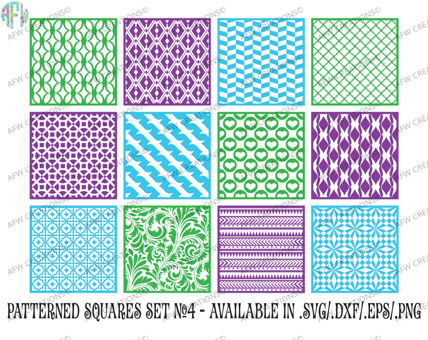 Download Digital Cut Files Pattern Squares Bundle 4 SVG DXF EPS | Etsy
