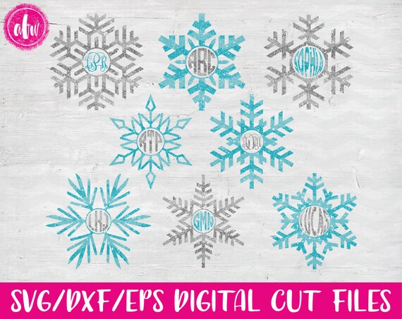 Download Winter Snowflake Monogram Set 1 SVG DXF EPS Cut Files | Etsy