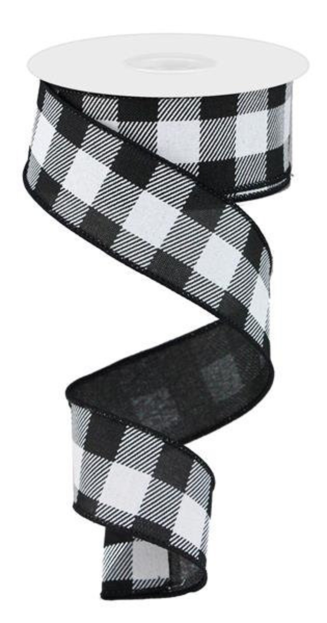 Ships Free Over 35 in US Plaid Check Wired Edge Ribbon 10 Yards black ...