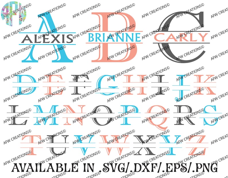 Digital Cut Files Split Letters Svg Dxf Eps Alphabet Etsy