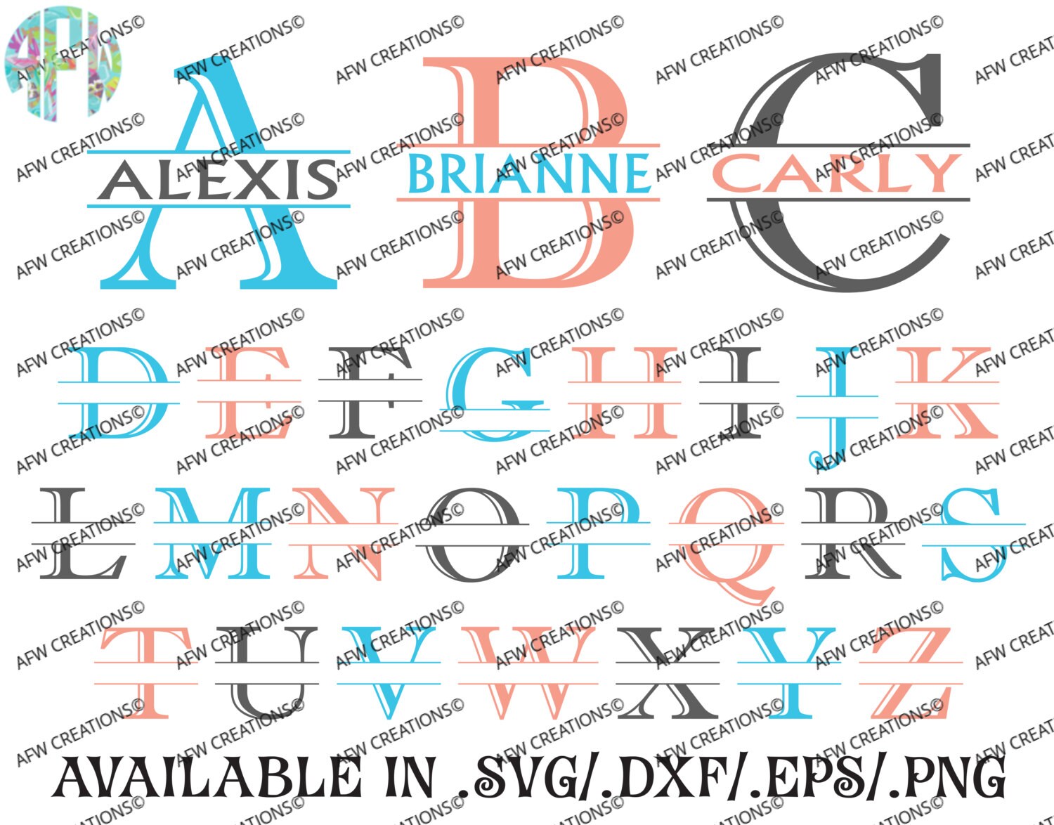 Download Digital Cut Files Split Letters SVG DXF EPS Alphabet | Etsy