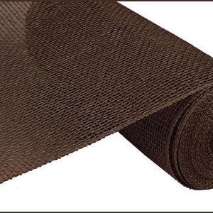 Expédié gratuitement aux États-Unis pour plus de 35 ans - Ruban à mailles décoratives en toile de jute en polyester - 25,4 x 10 mètres (brun chocolat) - RP810031