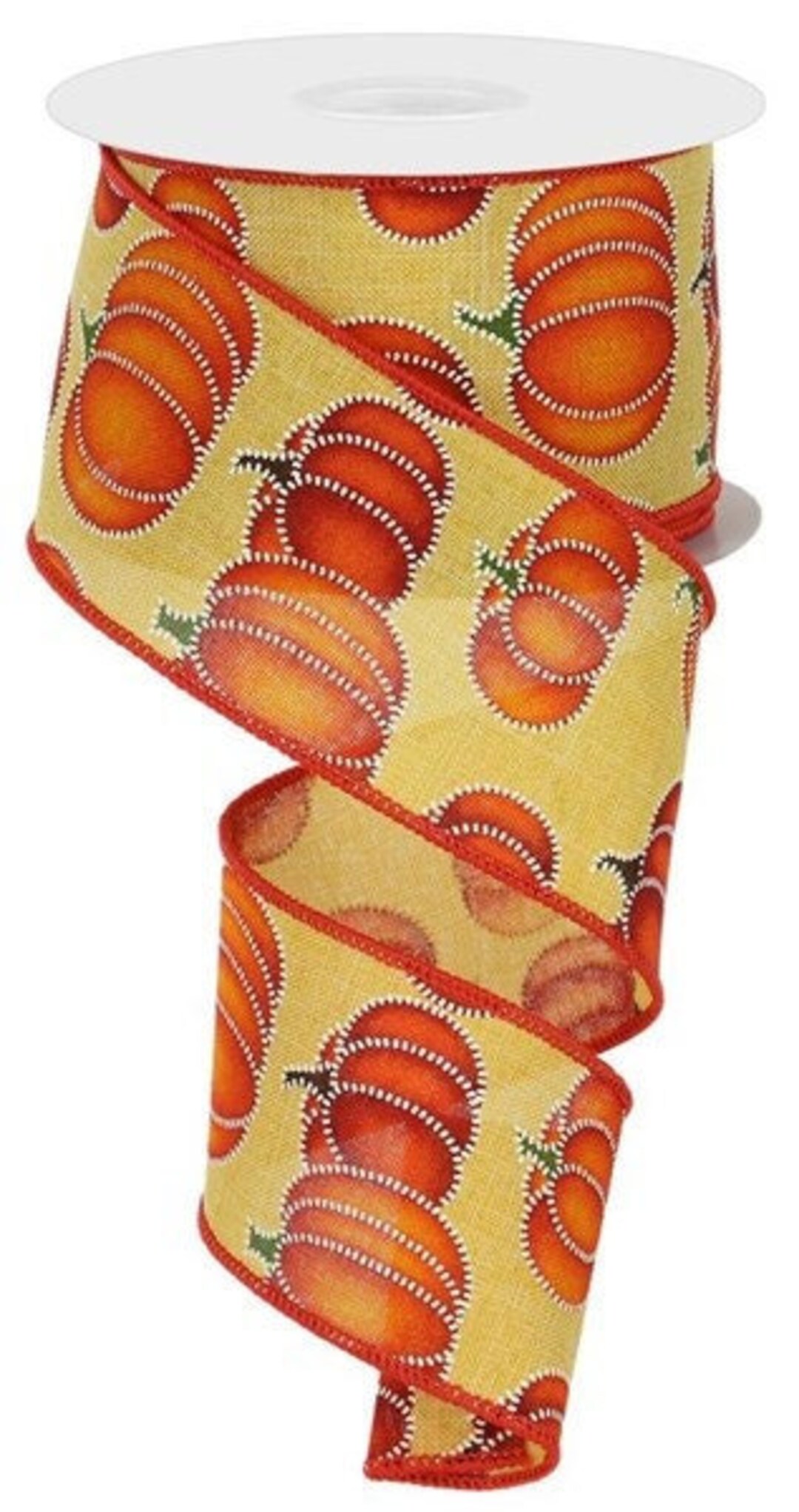 Pumpkin Ribbon Rhinestone Ships Free Over 35 in US - Stitch Pumpkins Wired Edge Ribbon, 2.5