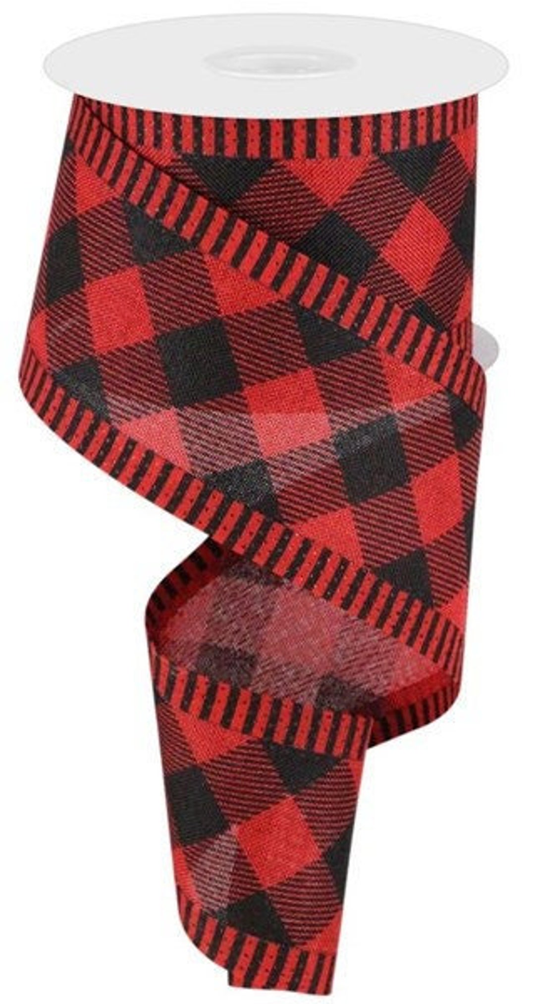 Ships Free Over 35 in US - Diagonal Check With Stripe Border Wired Edge ...