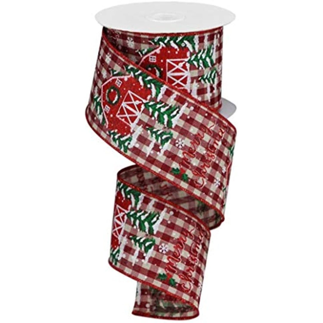 Barn Ribbon 2.5 Christmas Barn Ribbon: Ivory Check 10 Yards - Etsy