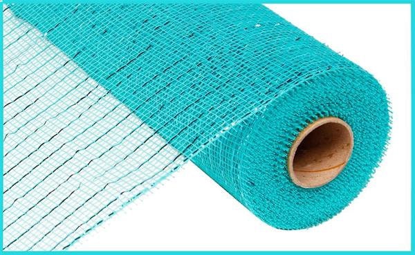 Turquoise Teal Blue 5.5 Wide Deco Metallic Foil Mesh Ribbon Roll