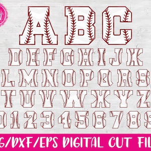 Baseball Letters & Numbers Softball SVG DXF EPS Cut - Etsy