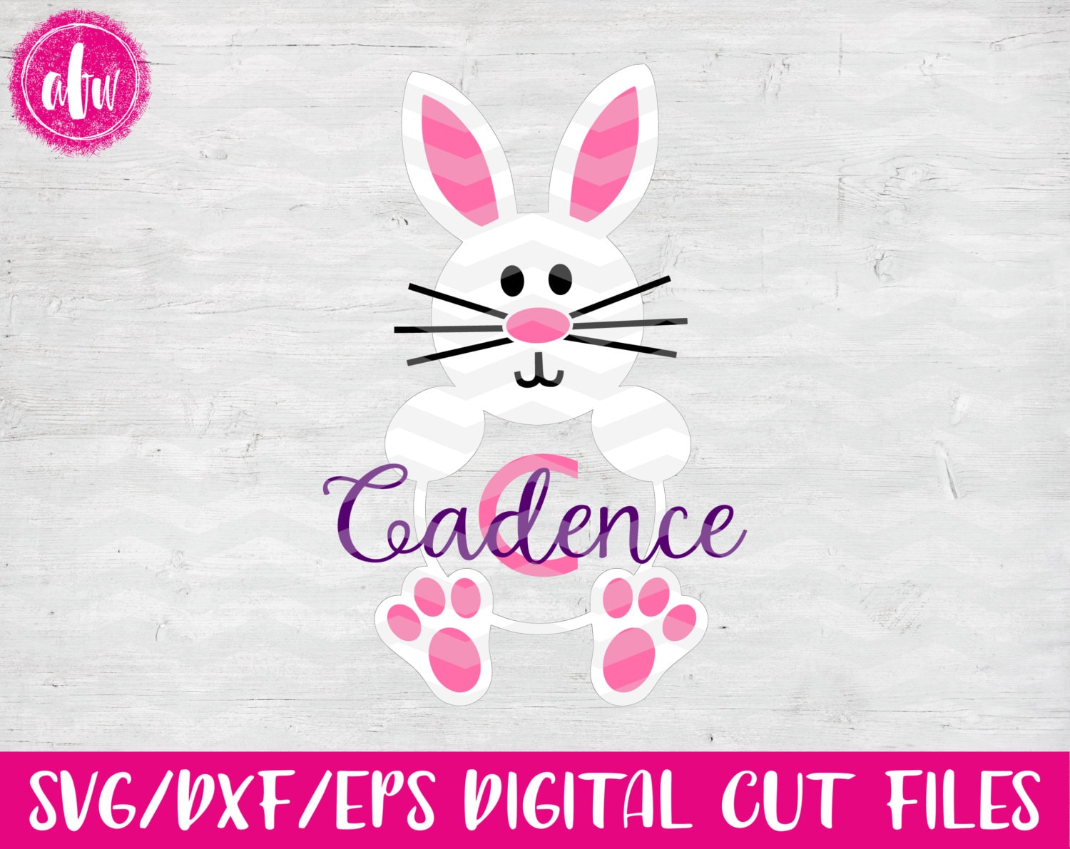 Download Monogram Easter Bunny SVG DXF EPS Cut File Spring | Etsy