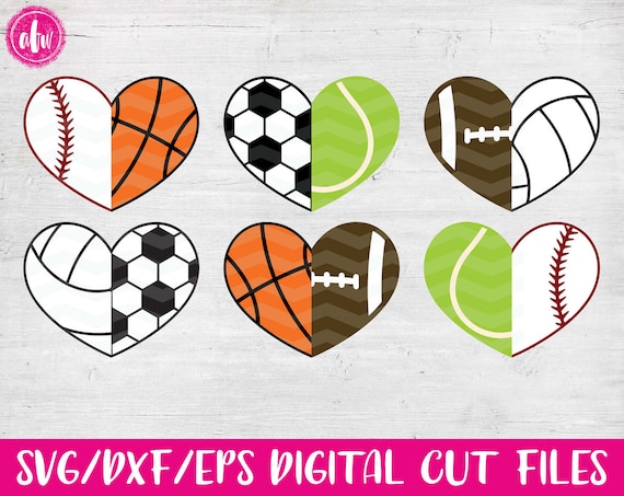 Half Sports Hearts Svg Dxf Eps Cut Files Mix To Create Etsy
