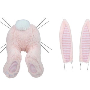 Ships Free Over 35 in US - 25&quot; Easter Bunny Bottom Wreath Decor Kit - 3 Pieces (Light Pink, Pink Stripe) - HE724915