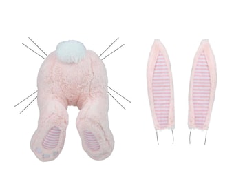 Livraison gratuite à partir de 35 ans aux États-Unis - Kit de décoration de couronne de fond de lapin de Pâques de 25 po. - 3 pièces (rose clair, rayures roses) - HE724915