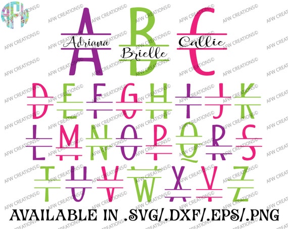 Digital Cut Files Split Letters Svg Dxf Eps Block Etsy