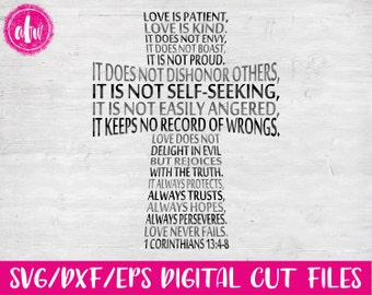 Love is Patient Cross, SVG, DXF,EPS, 1 Corinthians 13, Cut File, Love, Marriage, Wedding, Bridal, Vinyl, Vector, Silhouette, Cricut