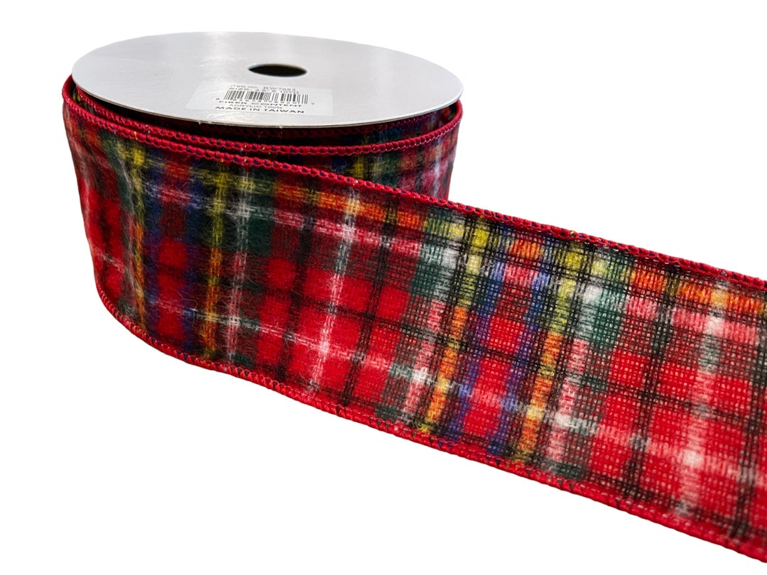 Party Ribbon Fuzz Ships Free Over 35 in US - Fuzzy Plaid Wired Edge Ribbon, 2.5