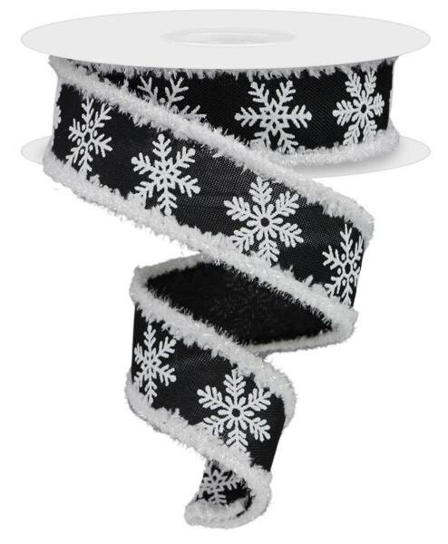 1.5 inch White Ribbon with Black & White Check Wired Edges - 5 Yards –  Perpetual Ribbons