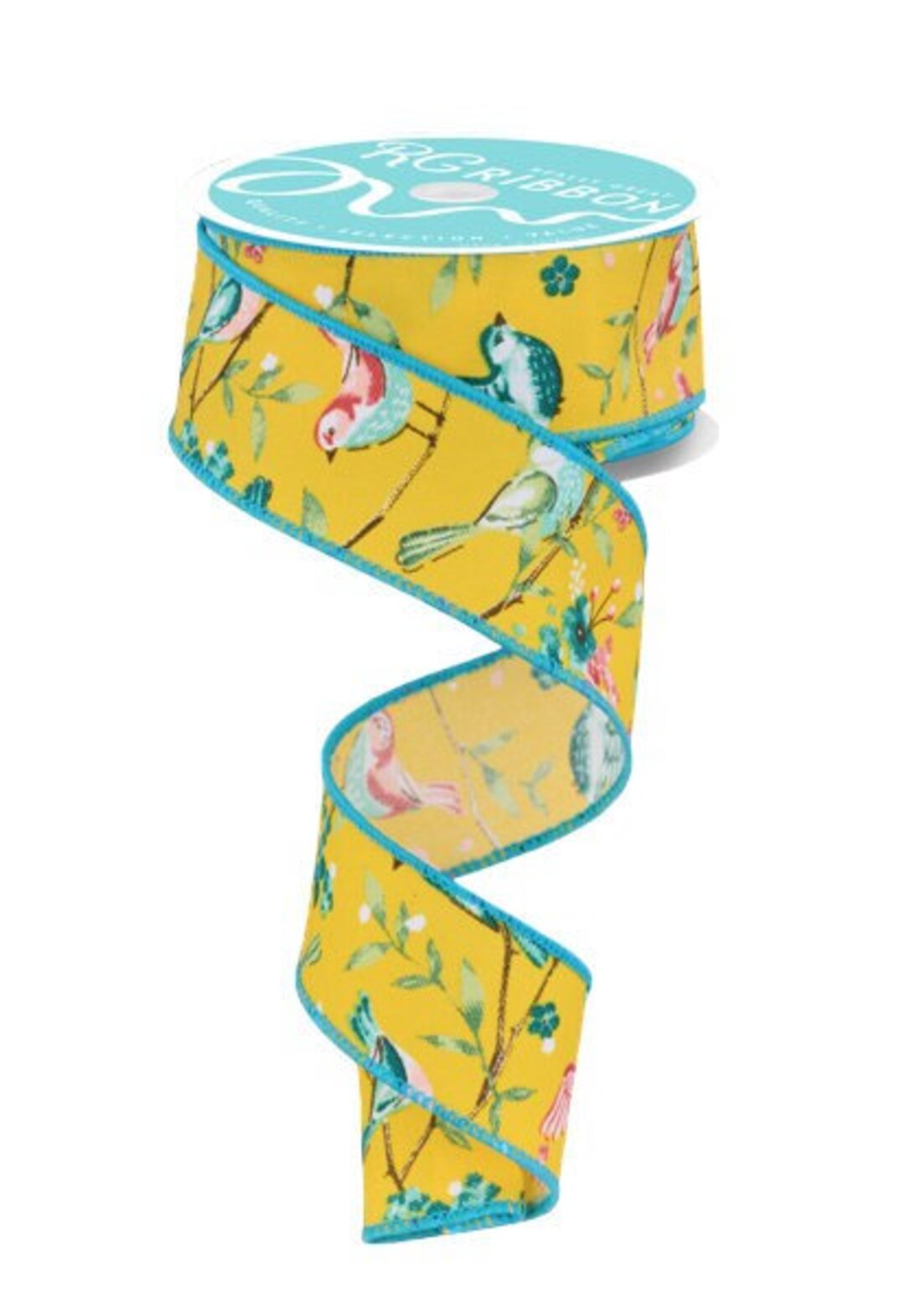 Flying Tiger Ribbon Spring Ships Free Over 35 in US - Spring Birds & Floral Branches Wired Edge ...