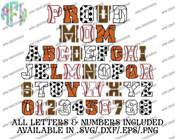 Sports Letters & Numbers Baseball Softball Basketball | Etsy