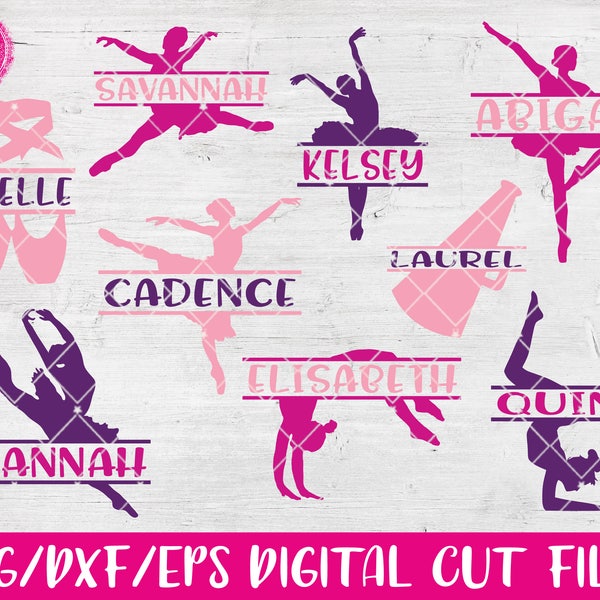 Digital Cut Files, Split Dance Designs, SVG, DXF, EPS, Dance, Gymnastics, Cheer, Ballet, Lyrical, Jazz, Sports, Vinyl  Silhouette, Cricut