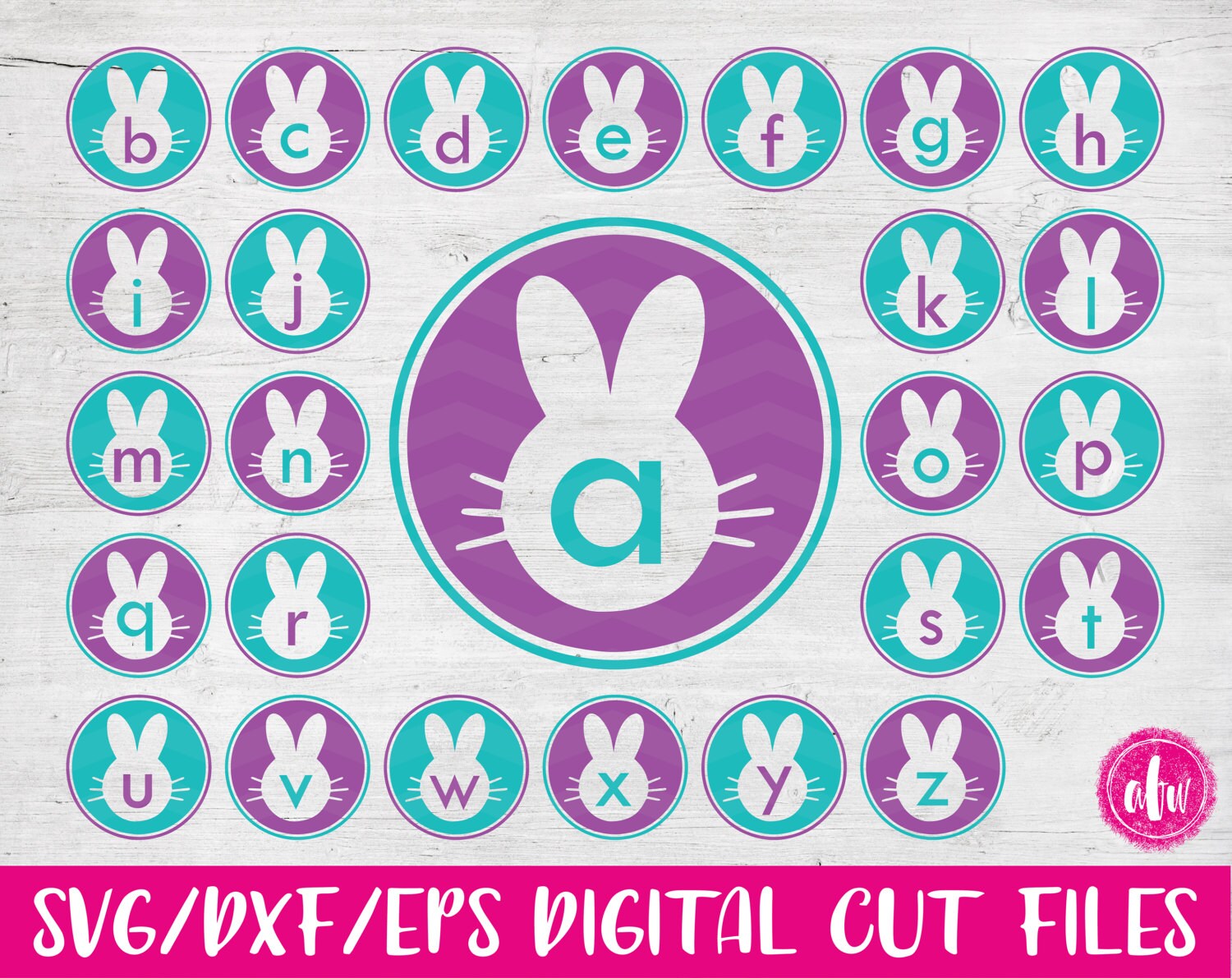 Download Bunny Monogram Initials Bundle SVG DXF EPS Cut Files | Etsy