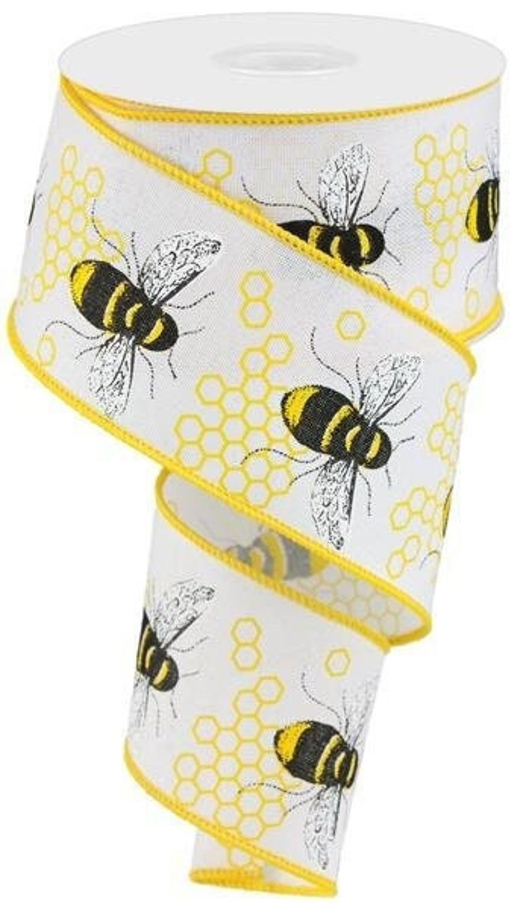 Ships Free Over 35 in US - Honey Bee Wired Edge Ribbon, 2.5