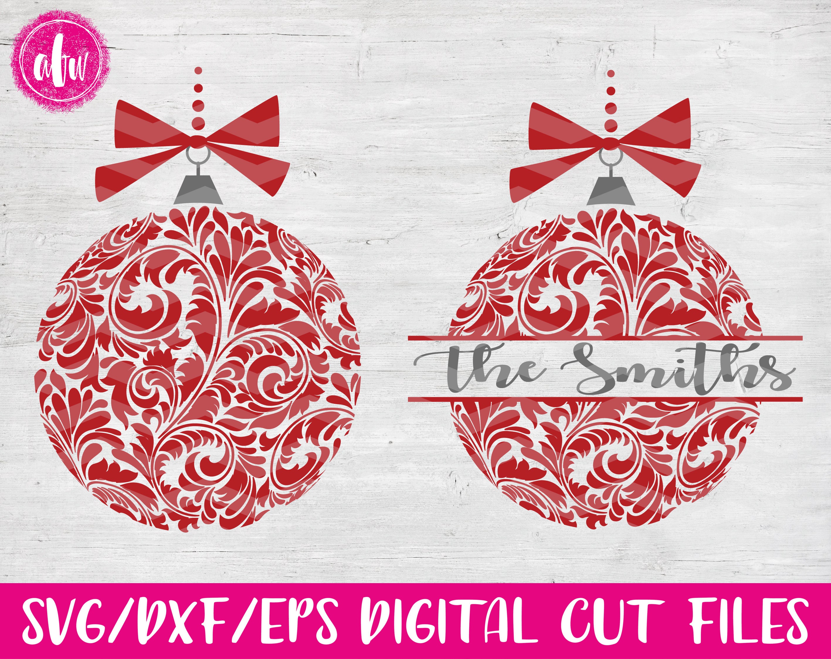 Download Flourish Christmas Ornament SVG DXF EPS Cut Files Santa | Etsy