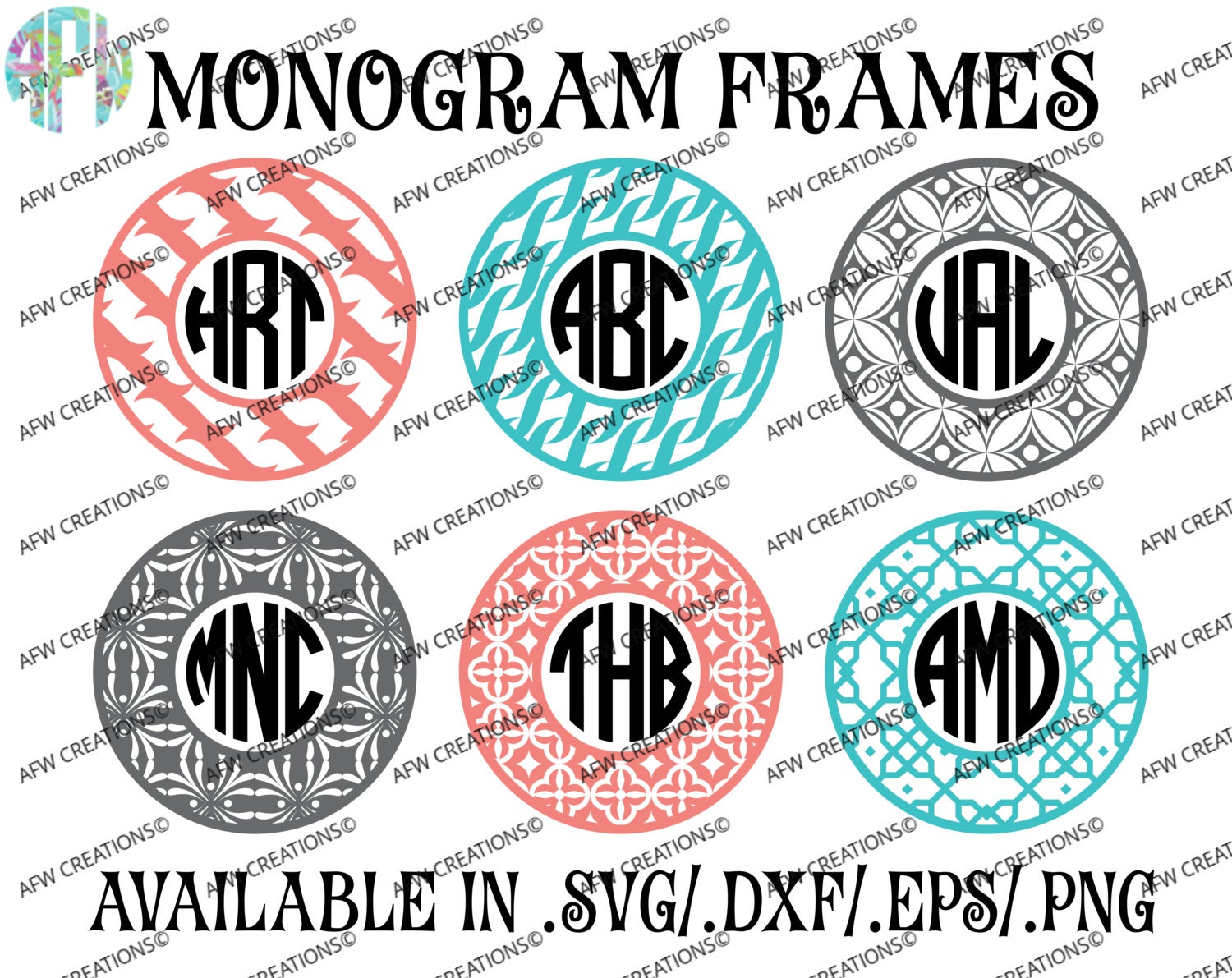 Download Digital Cut Files Monogram Frames Bundle 4 SVG DXF EPS | Etsy