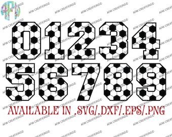 Digital Cut Files, Soccer Numbers, SVG, DXF, EPS, Sports, Varsity, Fall, Autumn, Vinyl, Silhouette, Cricut