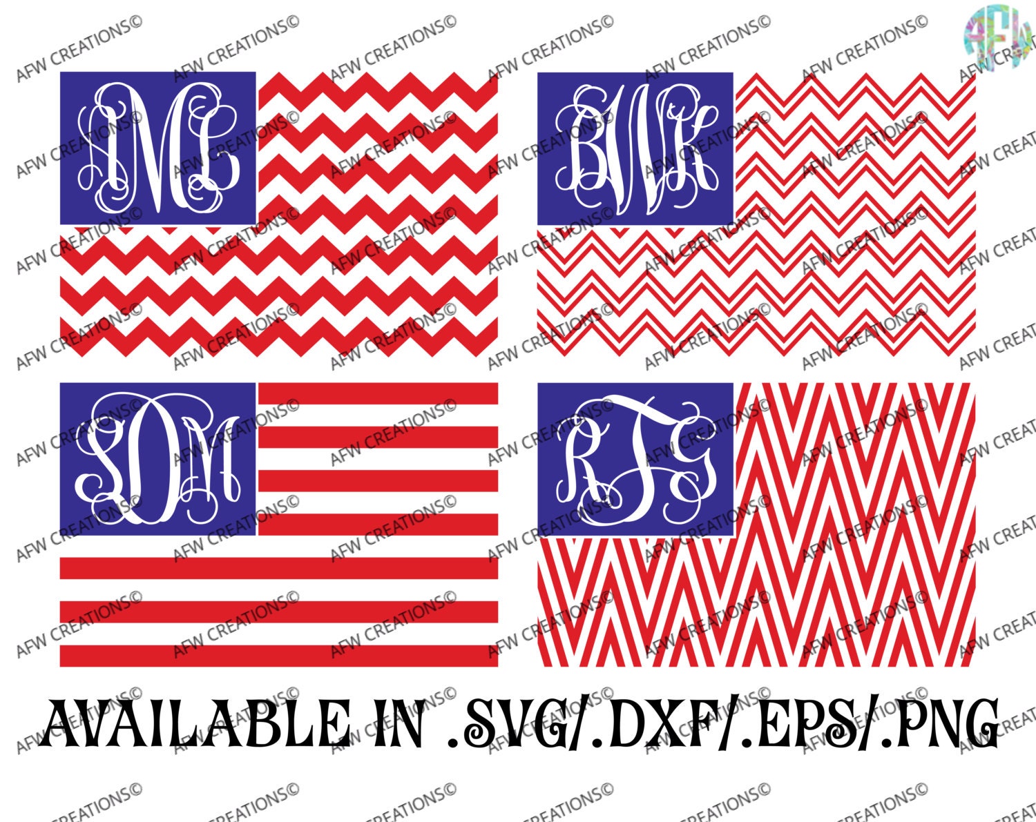 Download Digital Cut Files Monogram Flag svg dxf eps July 4 | Etsy