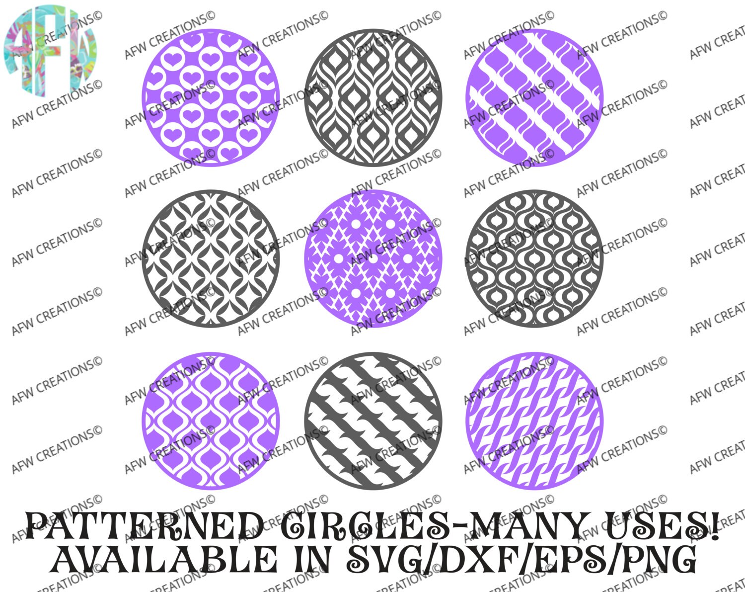 Download Digital Cut Files Pattern Circles Bundle 4 SVG DXF EPS | Etsy