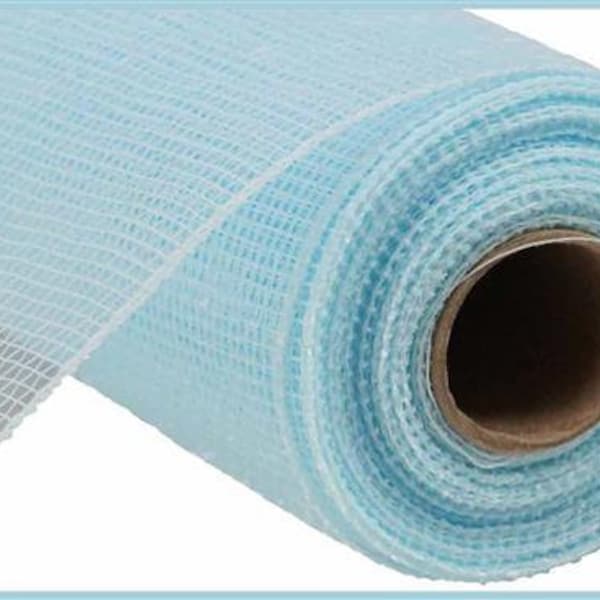 Ships Free Over 35 in US - Deco Poly Mesh Ribbon - Non-Metallic Light Blue - 10" x 10 Yards - RE130214