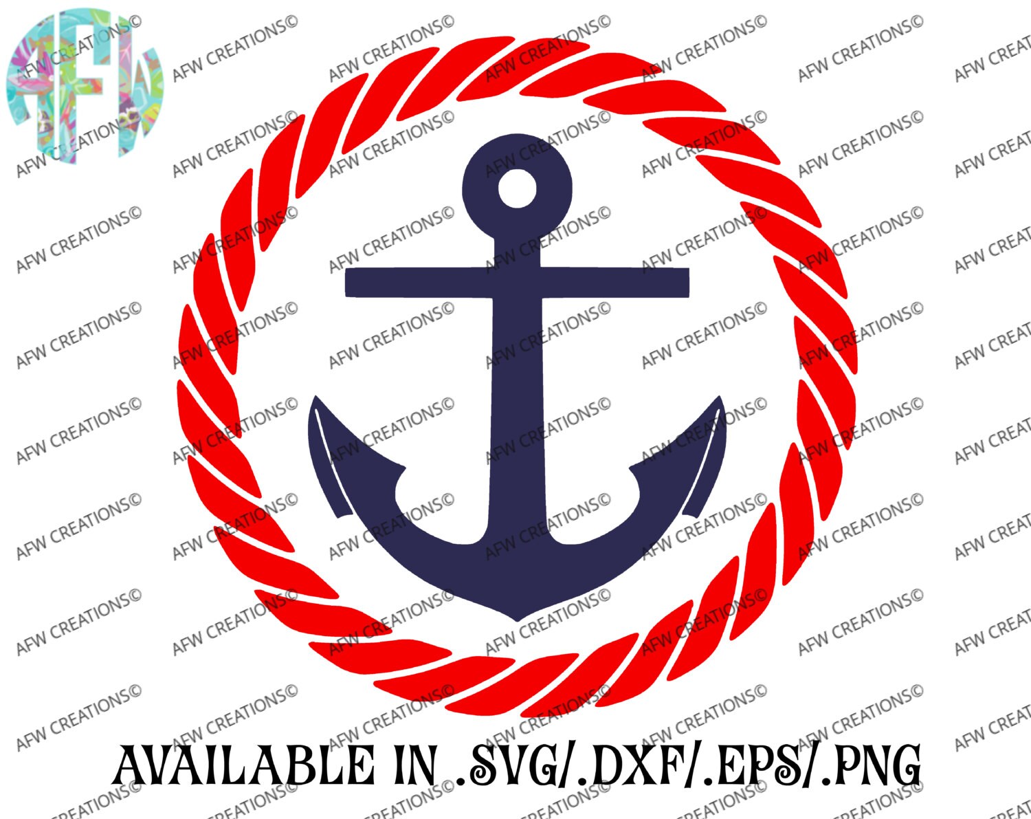 Download Digital Cut File Anchor Rope Frame SVG DXF EPS Summer | Etsy