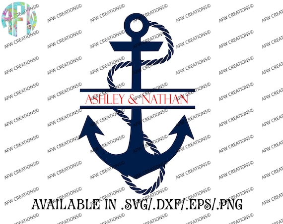 Digital Cut File Split Anchor Svg Dxf Eps Nautical Etsy