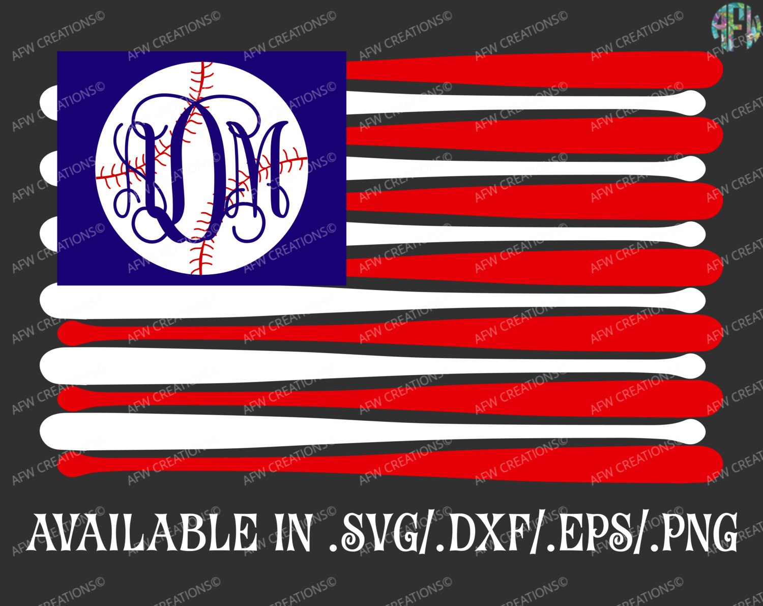 Download Digital Cut File Monogram Baseball Flag svg dxf eps July ...