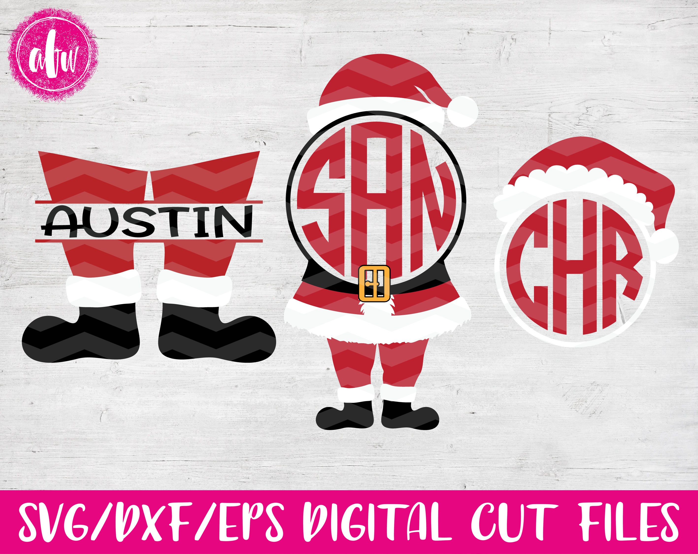 Download Christmas Santa Set SVG DXF EPS Cut Files Monogram | Etsy