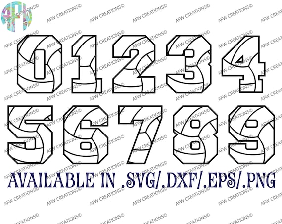 Download Digital Cut Files Volleyball Numbers Winter Svg Dxf Eps Etsy