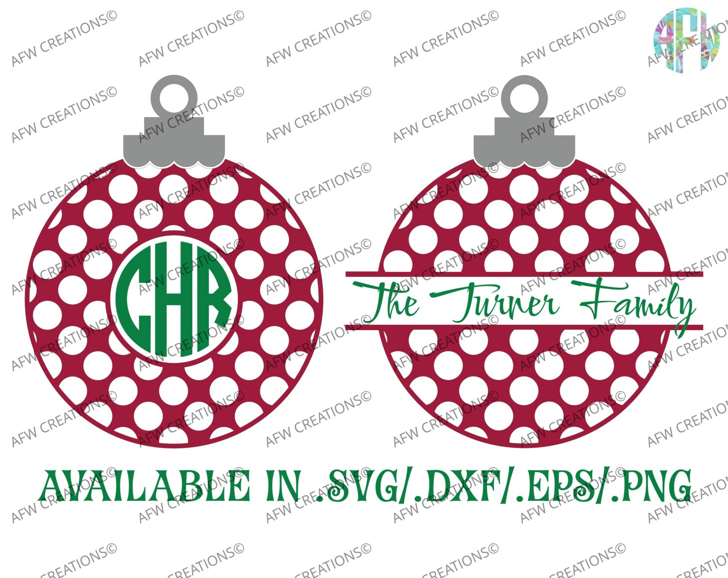 Download Digital Cut File Monogram & Split Christmas Ornament SVG ...