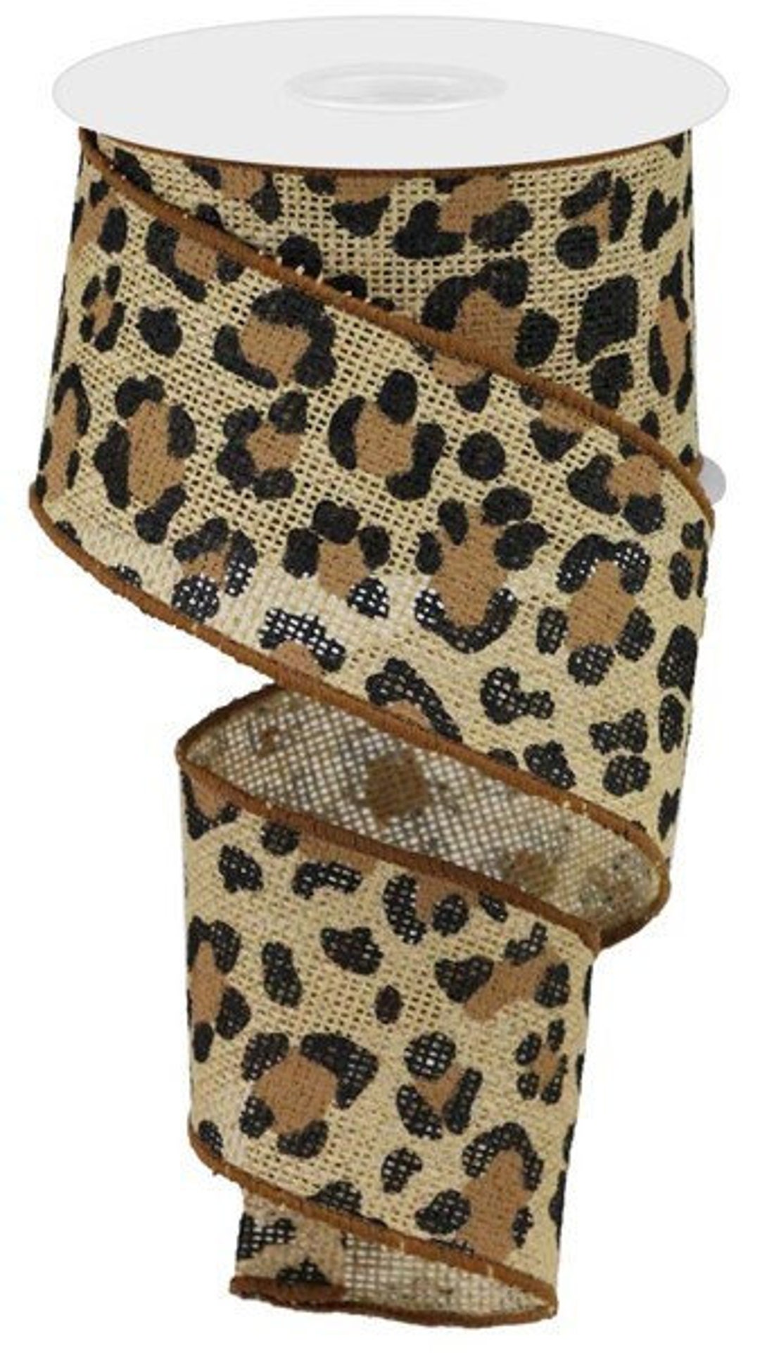 Ships Free Over 35 in US - Leopard Print Wired Edge Ribbon, 2.5