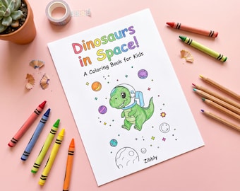 Libro para colorear de dinosaurios en el espacio para niños, 30 páginas imprimibles.