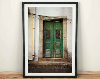 Green Door Art Print, Large Wall Art, Portugal Door Print, Portugal Wall Art, Door Wall Art, Portugal Printable Wall Art, Green Door