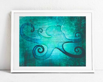 Octopus Digital Print, Ocean Art, Digital Download, Printable Art, Nursery Animal, Sea Nursery, Sea Art Printable