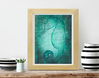 Impresión de caballitos de mar, impresiones oceánicas, impresiones de animales, impresión de arte de pared de caballitos de mar, póster imprimible grande, color de descarga digital, arte de pared de vivero