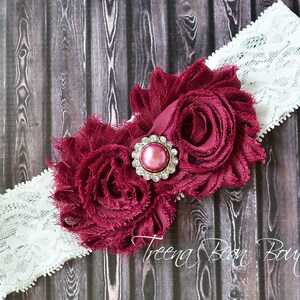 Plum Shabby Chic Lace Headband, baby headband, adult headband, child headband, newborn headband, shabby chic image 4