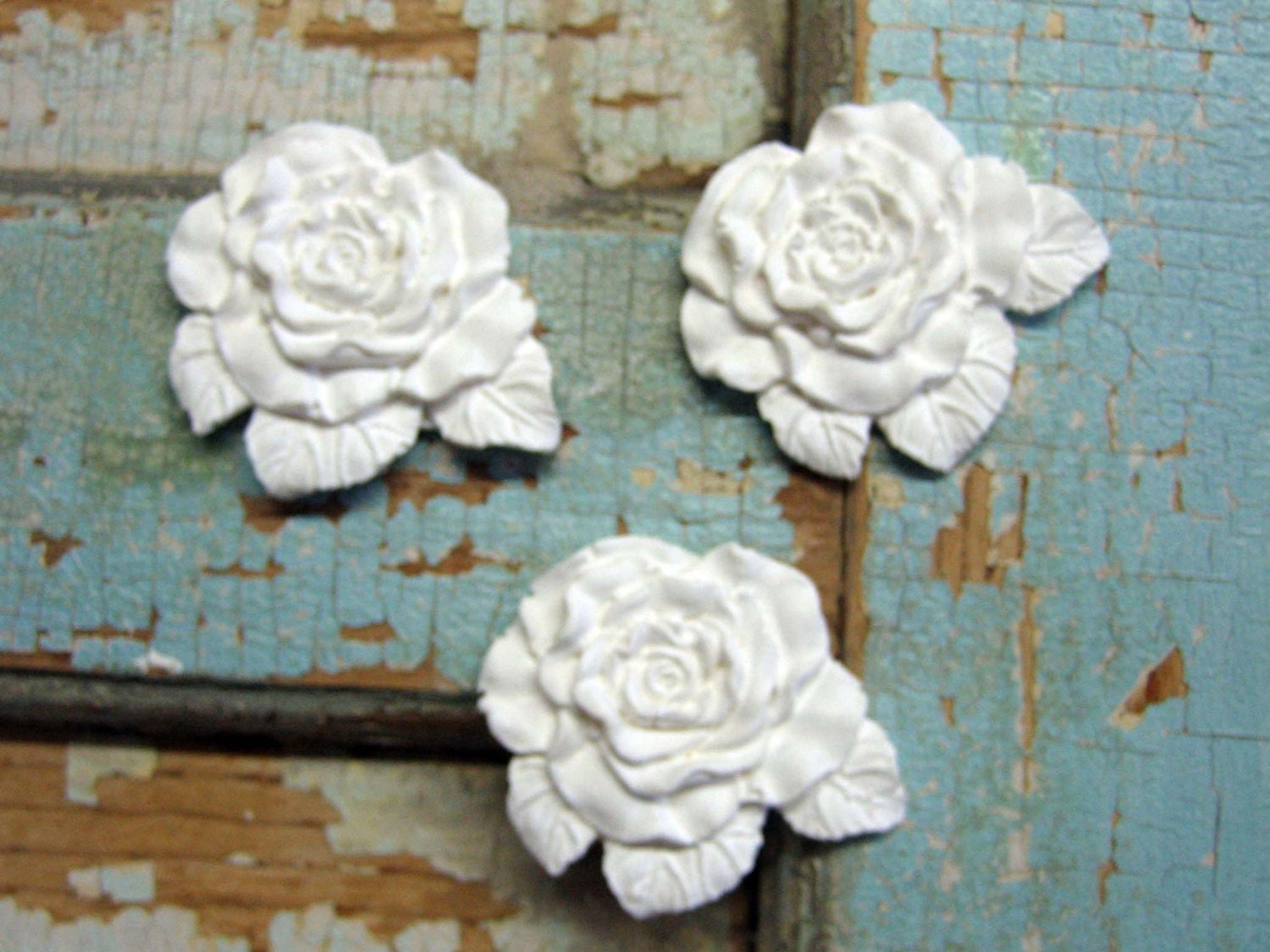 FLEXIBLE ONLAYS SHABBY n CHIC ROSE SWAGS 3  PC * FURNITURE APPLIQUES 