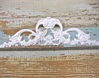 Shabby Chic Rose Center Furniture Applique  Architectural Onlays mouldings Flexible paintable