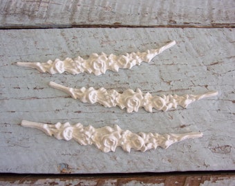 Roses Swags vines Set of 3  FURNITURE APPLIQUES Onlays Mouldings Flexible