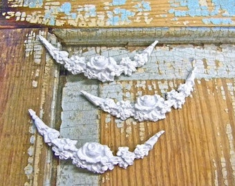 Shabby Chic Rose Swags (set of 3) Furniture Appliques Onlays Flexible!