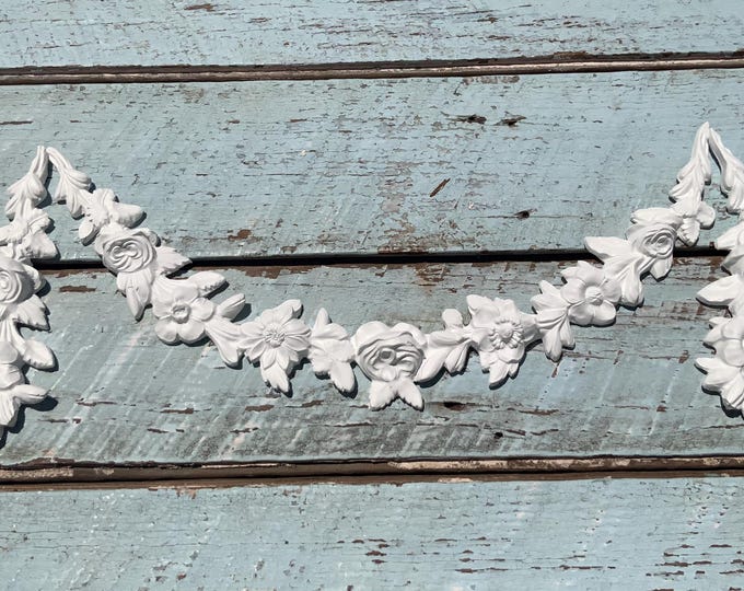 Featured listing image: FRENCH ROSES Swag Large /drops 18 inch wide Furniture Appliques Onlays Mouldings Architectural Ornaments / FLEXIBLE